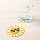 Glücklicher lächelnder Sun Runder Pappuntersetzer (Vor Ort)