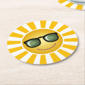 Glücklicher lächelnder Sun Runder Pappuntersetzer (Angewinkelt)