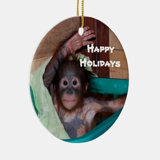 Glücklicher lächelnder Tierbaby-Feiertag Keramikornament (Rechts)