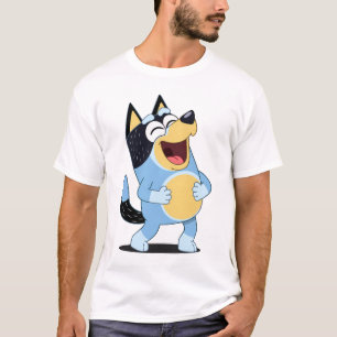 Glücklicher Lachender Blauer Hund Cartoon T-Shirt
