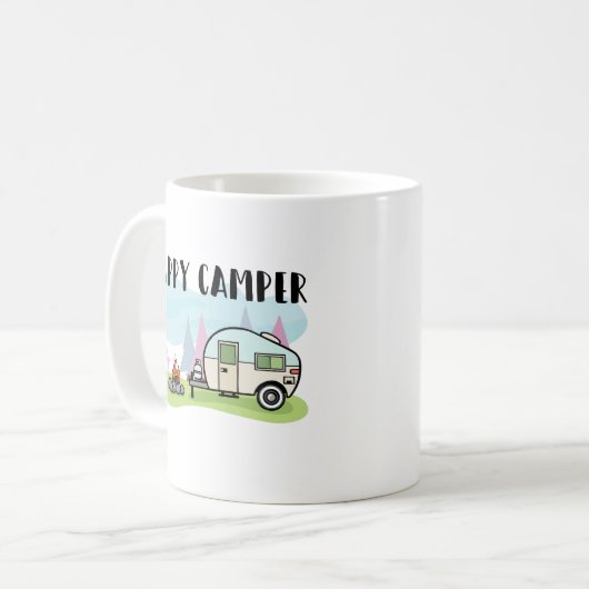 Glücklicher Lagerbewohner-Camping Glamping Kaffeetasse (Vorderseite Links)