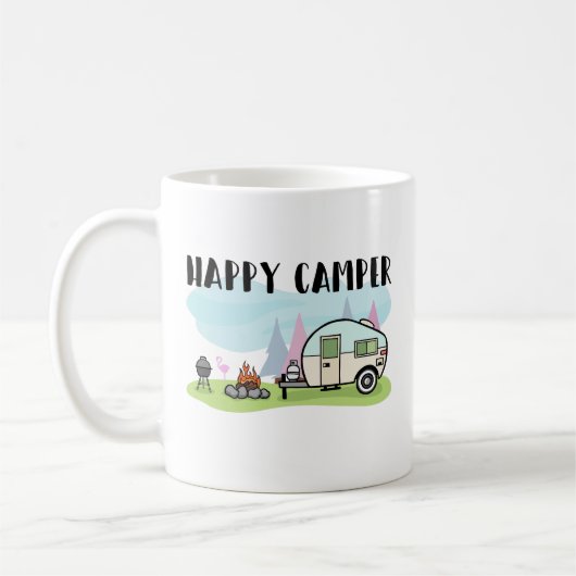 Glücklicher Lagerbewohner-Camping Glamping Kaffeetasse (Links)