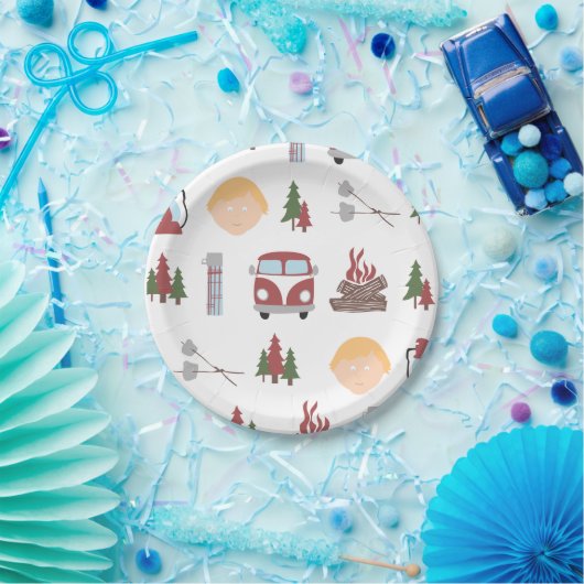 Glücklicher Lagerbewohner-Teller Pappteller (Party)