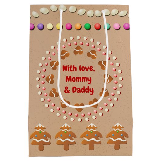 Glücklicher Lebkuchen-Junge mit Mittlere Geschenktüte (Rückseite)