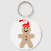 Glücklicher Lebkuchenmann mit Weihnachtsmannmütze Schlüsselanhänger (Rückseite)