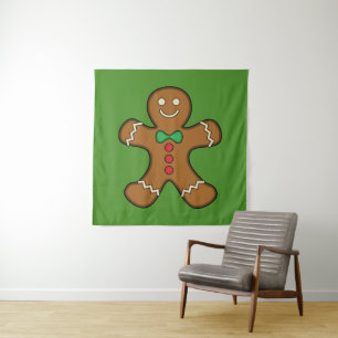 Glücklicher Lebkuchenmann Wandteppich