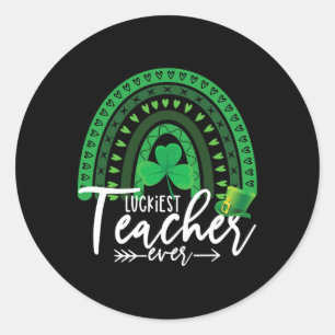Glücklicher Lehrer St. Patricks Day Geschenk Schul Runder Aufkleber