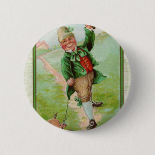 Glücklicher Leprechaun Button