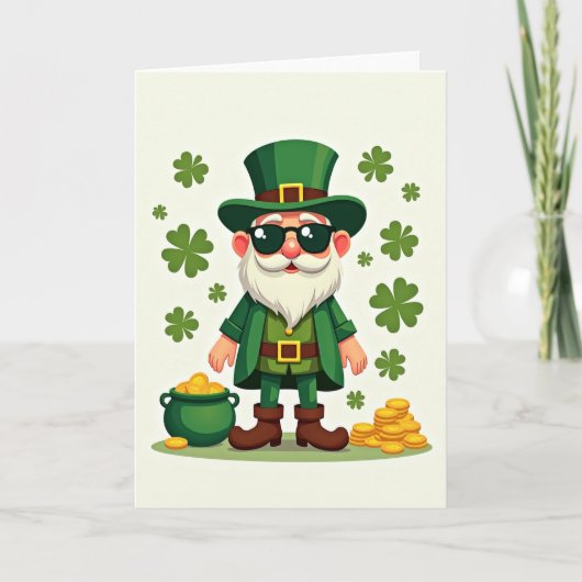 Glücklicher Leprechaun Cool Karte (Vorderseite)