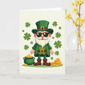 Glücklicher Leprechaun Cool Karte (Gelbe Blume)