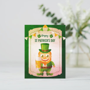 Glücklicher Leprechaun Irisches Lächeln St. Patric Feiertagspostkarte
