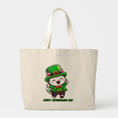 Glücklicher Leprechaun-Katzentasche Jumbo Stoffbeutel (Rückseite)