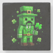 Glücklicher Leprechaun Lustiges St. Patrick's Day Steinuntersetzer (Vorderseite)