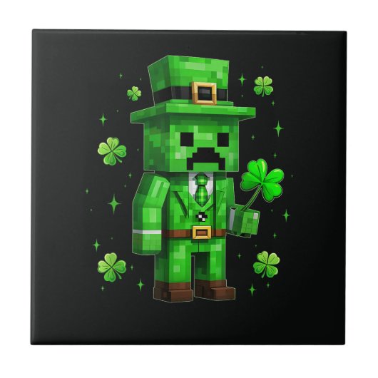 Glücklicher Leprechaun Lustiges St. Patricks Day V Fliese (Vorderseite)