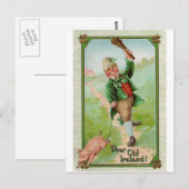 Glücklicher Leprechaun Postkarte (Vorne/Hinten)