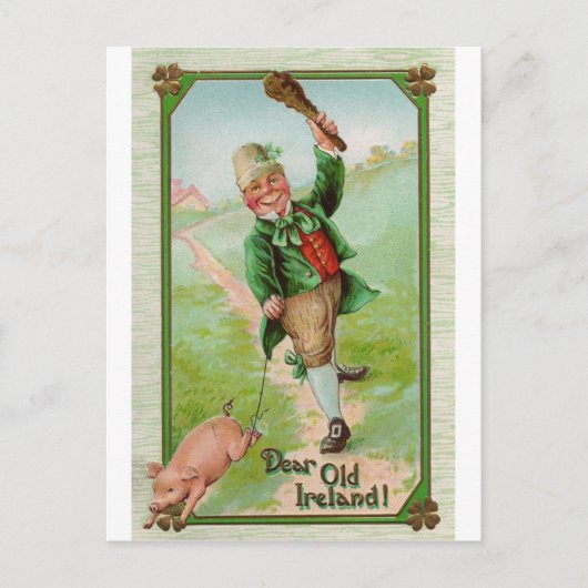 Glücklicher Leprechaun Postkarte (Vorderseite)