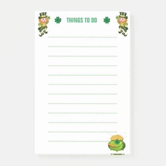 Glücklicher Leprechaun & Shamrocks Lined Dinge zu Post-it Klebezettel (Vorderseite)
