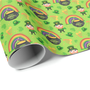 Glücklicher Leprechaun St. Patrick's Day Cartoon-M Geschenkpapier