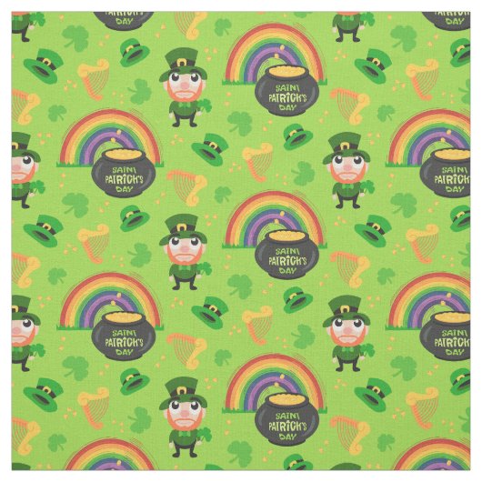 Glücklicher Leprechaun - St. Patrick's Day Muster Stoff (Muster)