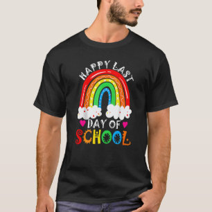 Glücklicher letzter Schultag Lehrer Schüler Regenb T-Shirt