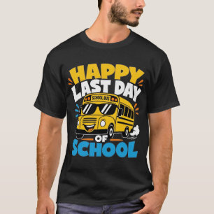Glücklicher letzter Schultag Schulbusfahrer Kinder T-Shirt