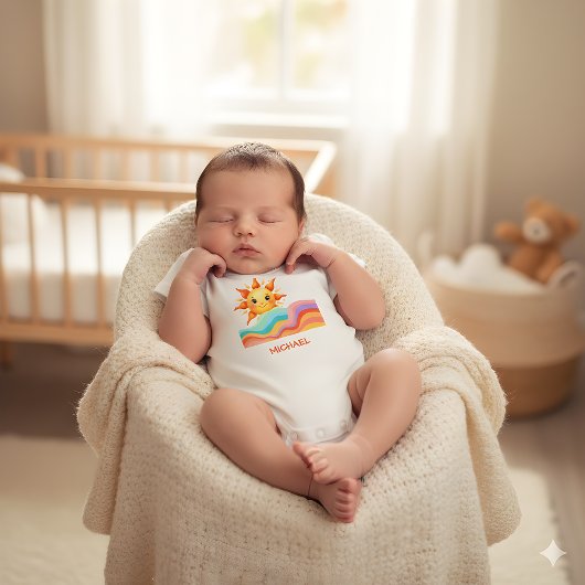 Glücklicher leuchtender Sommer Baby Strampler