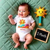 Glücklicher leuchtender Sommer Baby Strampler