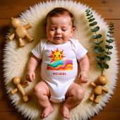 Glücklicher leuchtender Sommer Baby Strampler