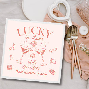 Glücklicher Liebes-Pfirsich-Cocktails Junggesellin Serviette