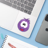 Glücklicher lila Schniefie Aufkleber (Laptop mit iPhone)