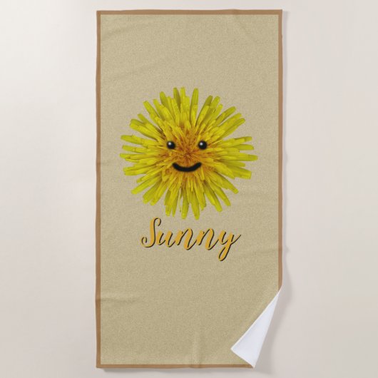 Glücklicher Löwenzahn auf kundenspezifischem Strandtuch (Vorderseite)