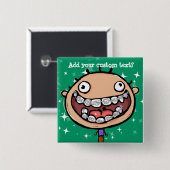 Glücklicher, lustiger Junge. Klammer-großes Button (Vorne & Hinten)