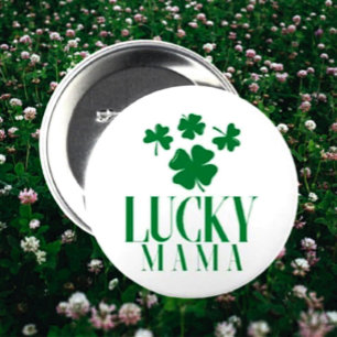 Glücklicher Mama Kleeblatt Button - Fun St. Patric