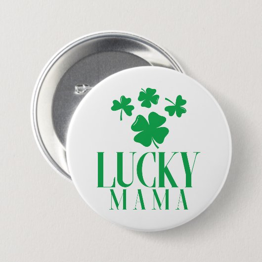 Glücklicher Mama Kleeblatt Button - Fun St. Patric (Vorne & Hinten)