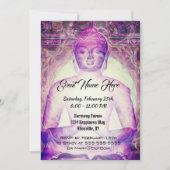 Glücklicher meditierender lila Buddha Einladung (Vorderseite)