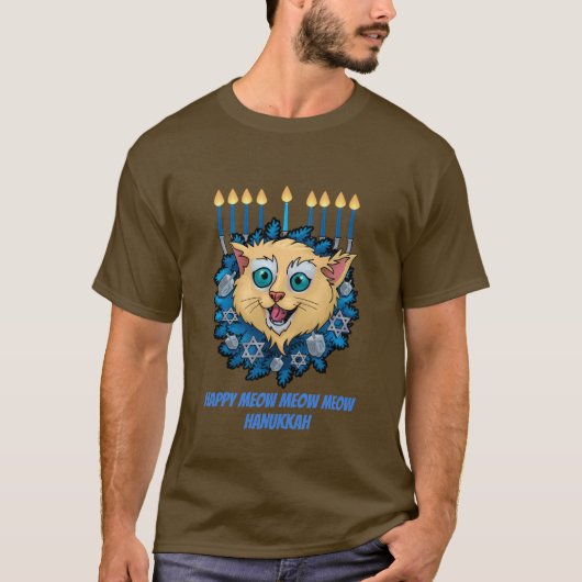 Glücklicher Meow Chanukka T-Shirt (Vorderseite)