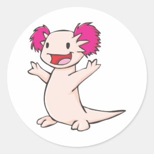 Glücklicher mexikanischer Axolotl-Cartoon Runder Aufkleber