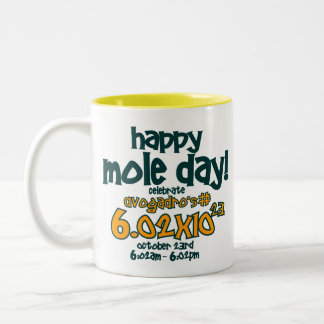 GLÜCKLICHER MOLE-TAG! (Avogadros Zahl) Zweifarbige Tasse