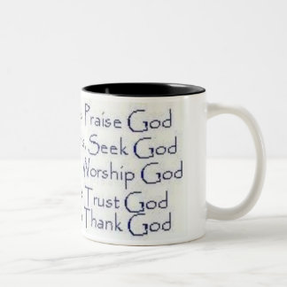 Glücklicher Moment-Lob-Gott Zweifarbige Tasse