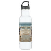 Glücklicher Mops am Strand individuell anpassbar Edelstahlflasche (Vorderseite)