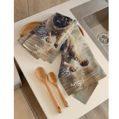 Glücklicher Mops am Strand individuell anpassbar Geschirrtuch