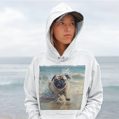 Glücklicher Mops am Strand individuell anpassbar Hoodie