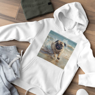 Glücklicher Mops am Strand individuell anpassbar Hoodie