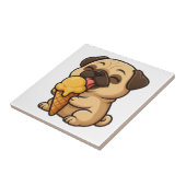 Glücklicher Mops mit Eiscreme Sommer Cartoon Fliese (Seite)
