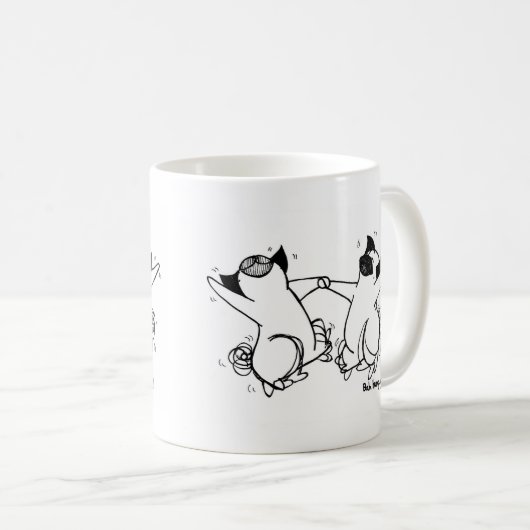 Glücklicher Mops-Tanz Kaffeetasse (VorderseiteRechts)