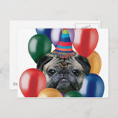 Glücklicher Mops zum Geburtstag Postkarte (Vorne/Hinten)
