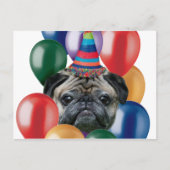 Glücklicher Mops zum Geburtstag Postkarte (Vorderseite)
