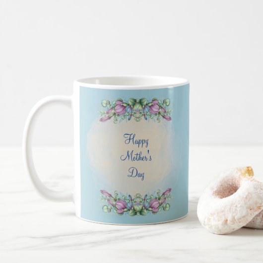 GLÜCKLICHER MUTTER (LICHTBLAU)KAFFEE-TASSE KAFFEETASSE (Mit Donut)