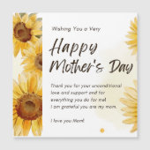 GLÜCKLICHER MUTTER-TAG MIT SONNENBLUMEN MAGNETISCH MAGNETKARTE (Vorderseite)