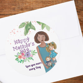 GLÜCKLICHER MUTTER-TAG | Mutter und Kinder Runder Aufkleber